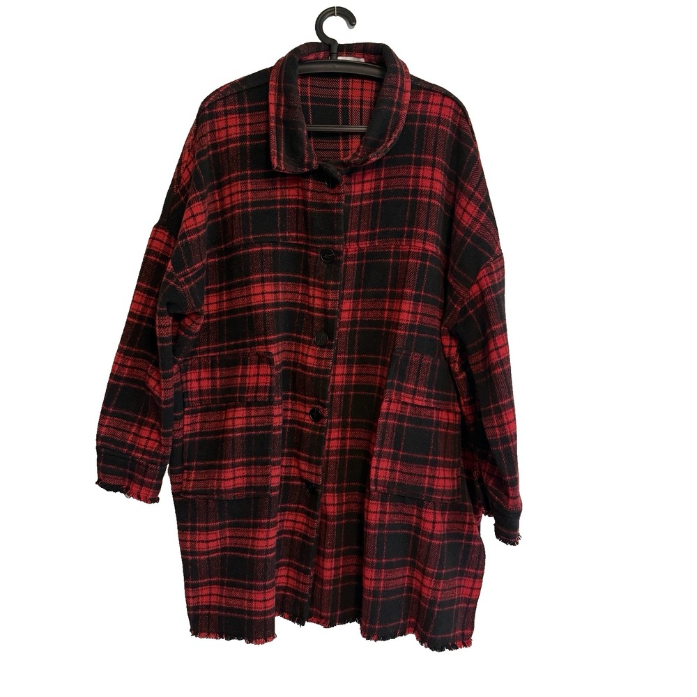 Purple Snow Womens Plaid Flannel Button Jacket Size 2X Pockets Cabincore Outdoor